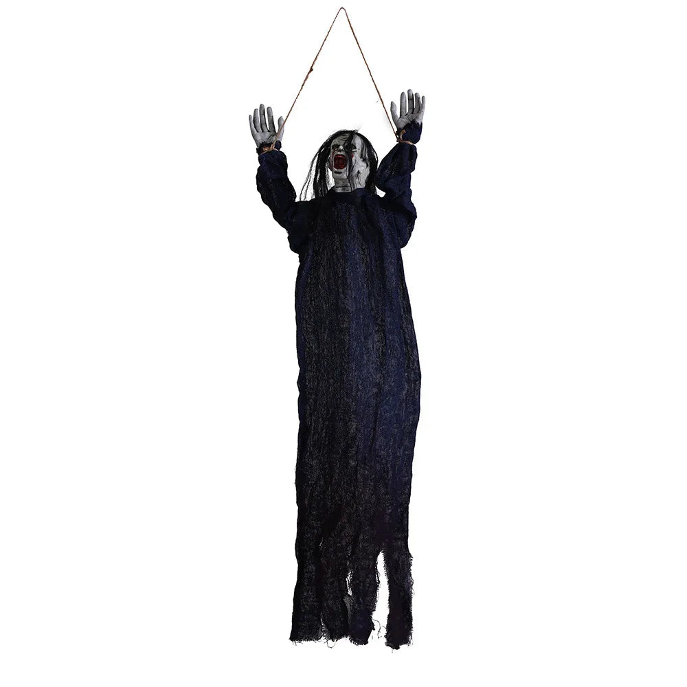 Halloween Hanging Scary Prop – Long-Haired Horror Decoration for Parties, Haunted Houses & Escape Rooms | Spooky Cove