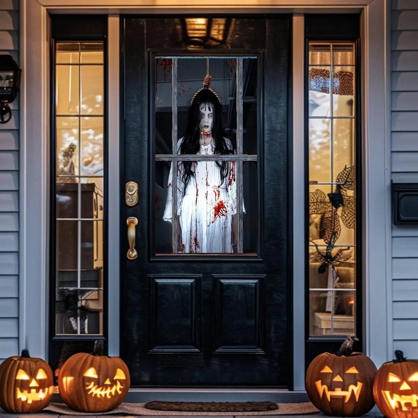 Halloween Window Cover Decorations – Scary Fabric Clings & Creepy Door Silhouette Curtain | Spooky Cove