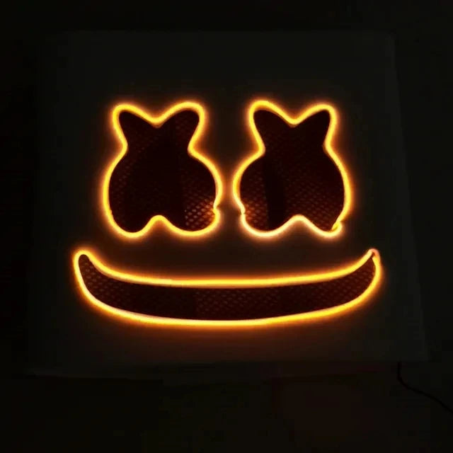 Halloween LED DJ Marshmello Mask – Light Up Cosplay Helmet for Rave, Festival & Party Props | Spooky Cove