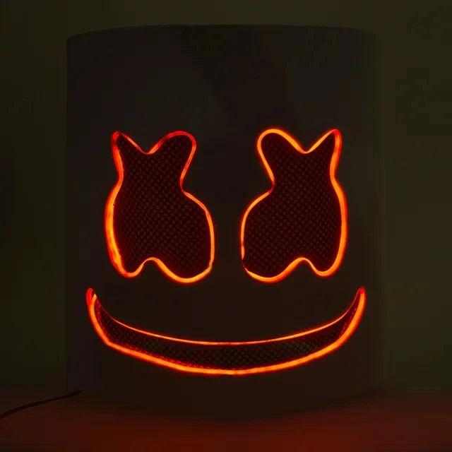 Halloween LED DJ Marshmello Mask – Light Up Cosplay Helmet for Rave, Festival & Party Props | Spooky Cove