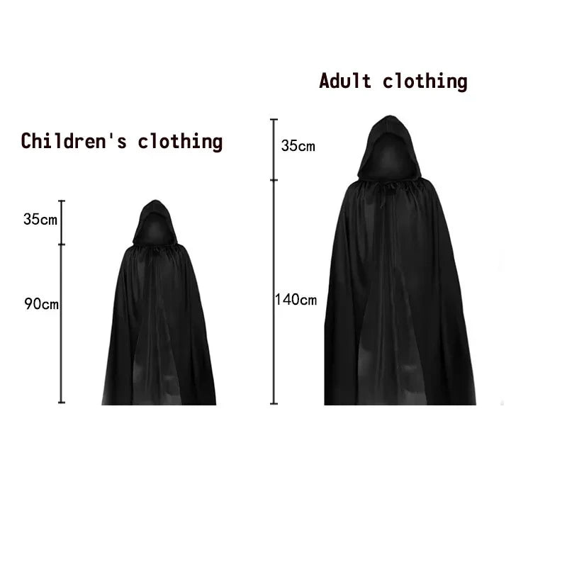 Grim Reaper Halloween Costume 2025 – Kids & Adult Skeleton Robe with Hood & Sickle Scythe | Spooky Cove