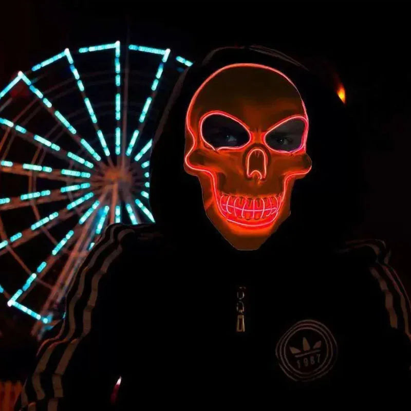 Halloween LED Skull Mask – Luminous Horror Cosplay Mask for Parties & Decorations | Spooky Cove