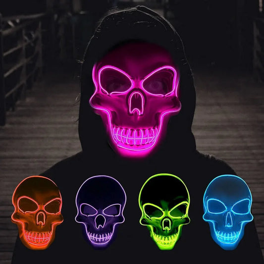 Halloween LED Skull Mask – Luminous Horror Cosplay Mask for Parties & Decorations | Spooky Cove