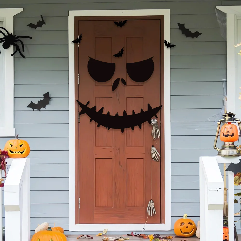 Halloween Door & Window Stickers – Skeleton Hand, Pumpkin, Witch Hat, Ghost & DIY Scary Room Decorations