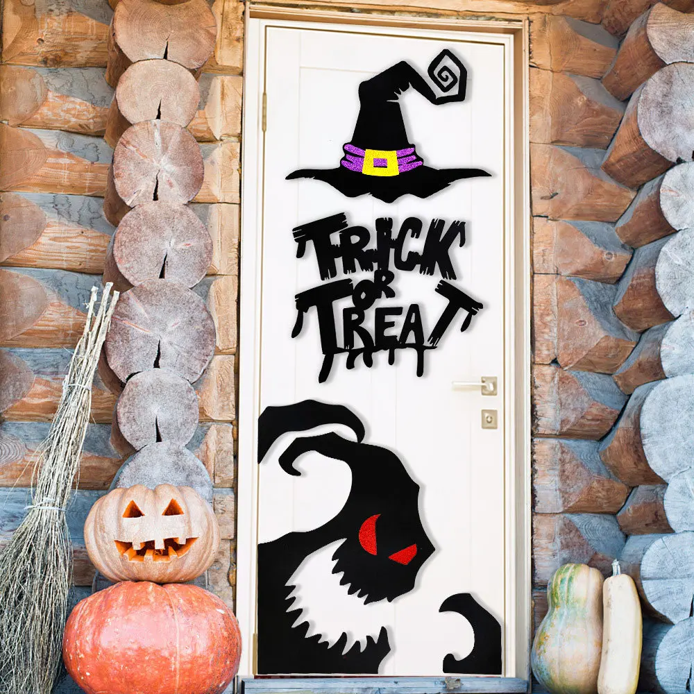 Halloween Door & Window Stickers – Skeleton Hand, Pumpkin, Witch Hat, Ghost & DIY Scary Room Decorations