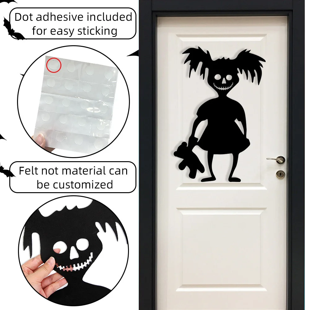 Halloween Door & Window Stickers – Skeleton Hand, Pumpkin, Witch Hat, Ghost & DIY Scary Room Decorations
