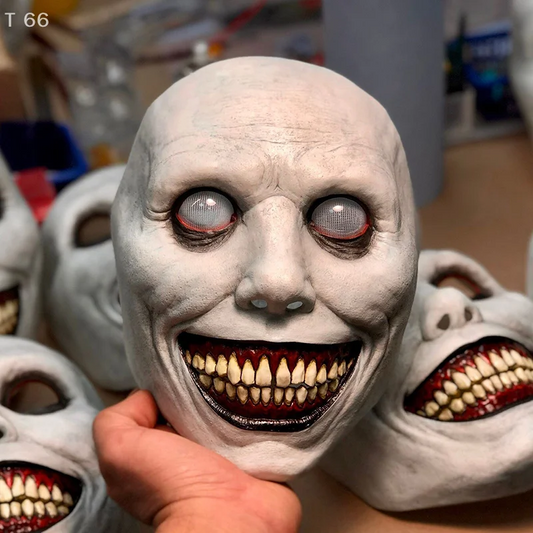 Halloween Horror Exorcist Demon Mask – Scary White Plastic & Latex Cosplay Mask for Carnival Party Props