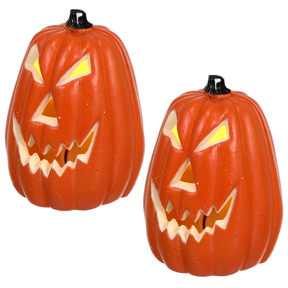2 Pcs Pumpkin & Skull Lantern Lights – Halloween Indoor Decorations, Spooky LED Props for Home & Party