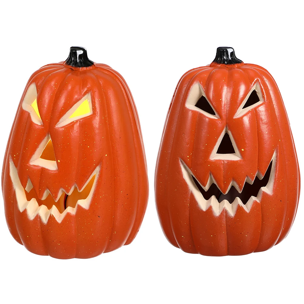 2 Pcs Pumpkin & Skull Lantern Lights – Halloween Indoor Decorations, Spooky LED Props for Home & Party