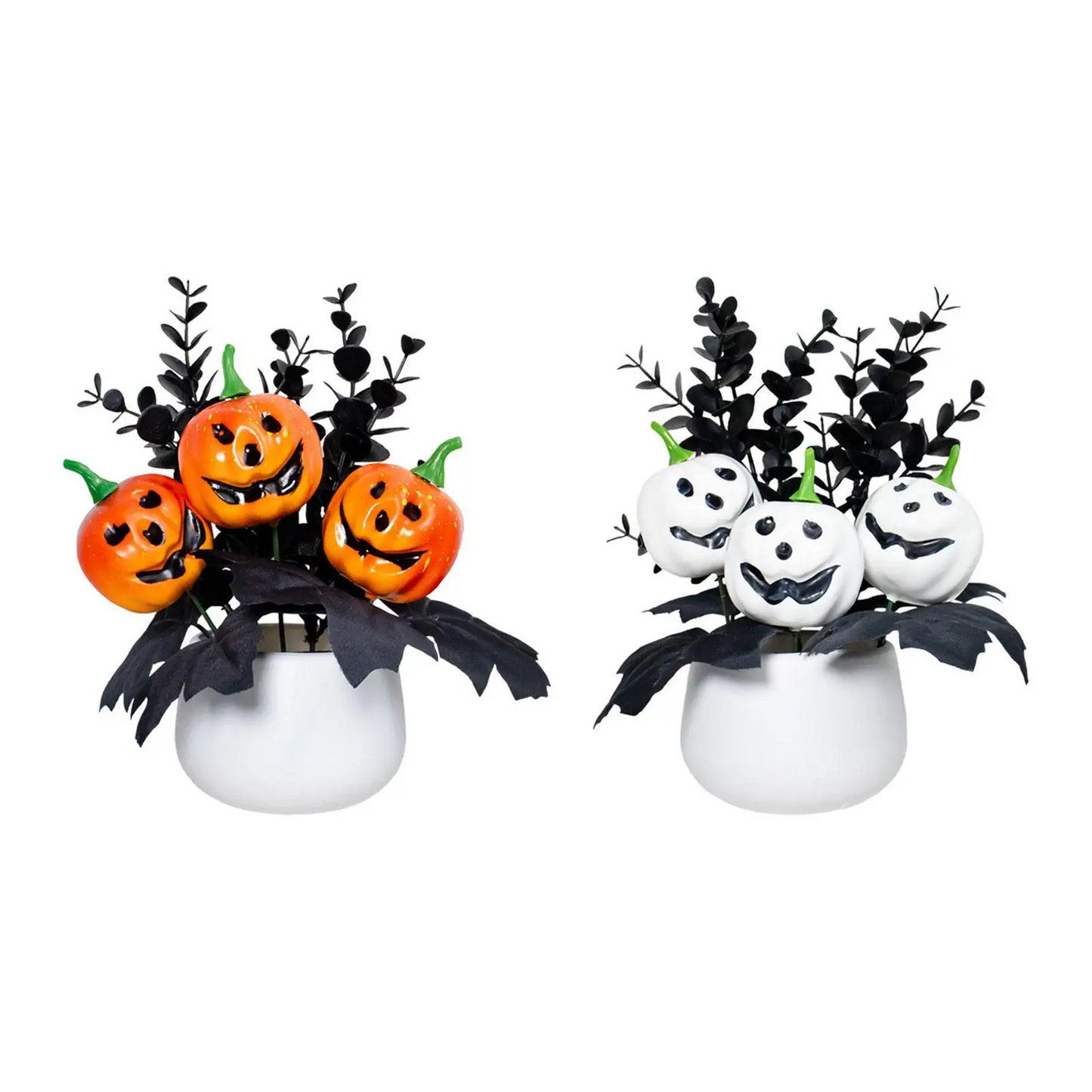 Halloween Pumpkin Table Centerpiece – Decorative Faux Plant Tabletop Ornament for Indoor, Fireplace, Window & Holiday Décor