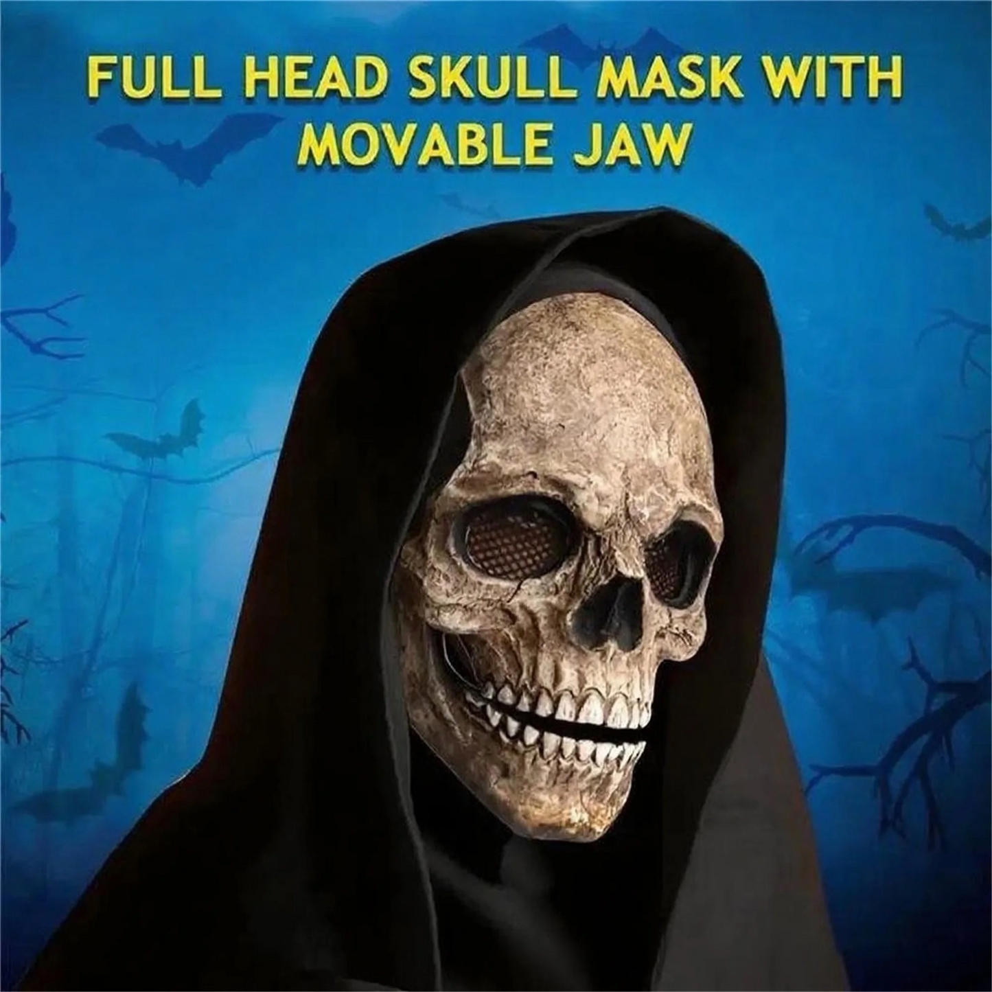 Spooky Skeleton Mask with Articulated Jaw – Scary Halloween Costume Accessory for Teens & Adults
