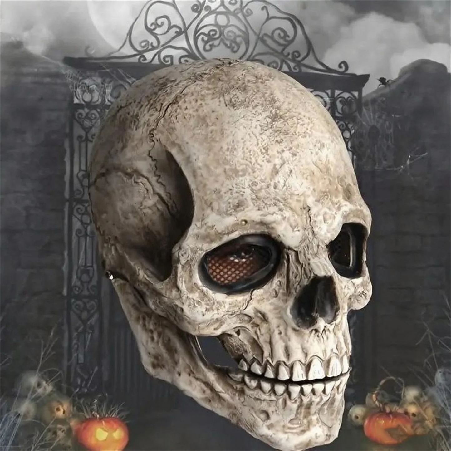 Spooky Skeleton Mask with Articulated Jaw – Scary Halloween Costume Accessory for Teens & Adults