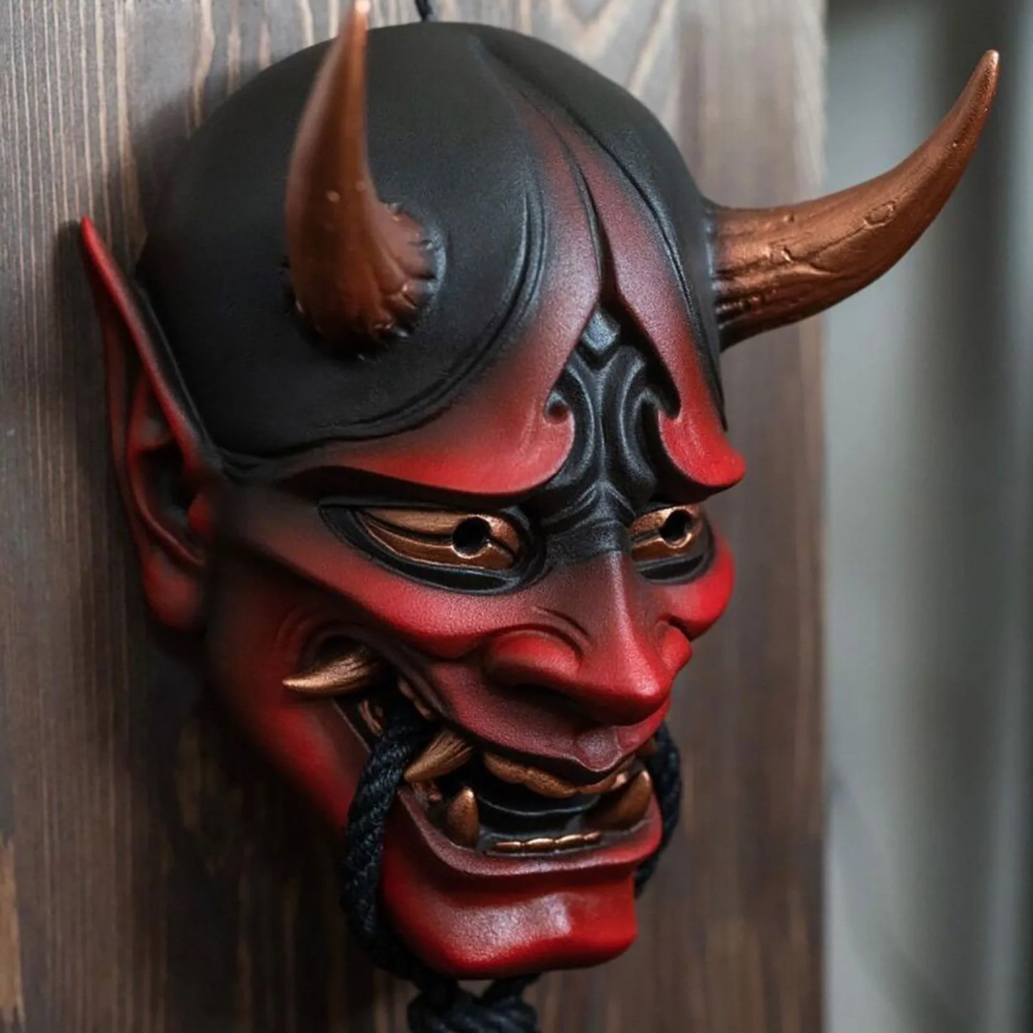 Japanese Prajna Oni Demon Mask – Latex Samurai Noh Kabuki Cosplay Mask for Halloween & Horror Party Costume Props