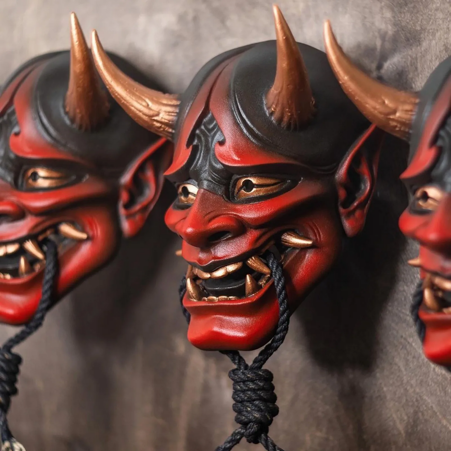 Japanese Prajna Oni Demon Mask – Latex Samurai Noh Kabuki Cosplay Mask for Halloween & Horror Party Costume Props