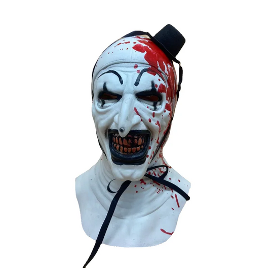 Scary Clown Latex Mask with Hat – Terrifier Horror Halloween Party Mask for Cosplay & Costume Props