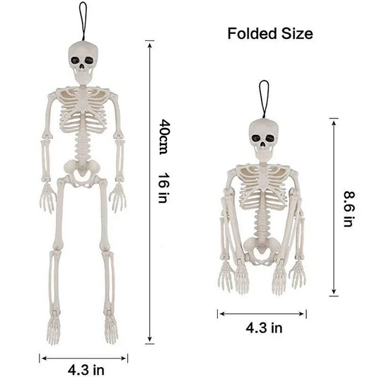 Halloween Skeleton Decoration – 40cm/90cm Full Body Human Skeleton with Movable Joints, Hanging Posable Bones for Haunted House & Party Décor
