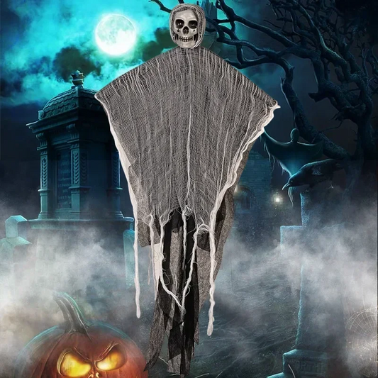 Halloween Hanging Skull Ghost – Scary Skeleton Horror Prop for Haunted House, Outdoor & Indoor Party Decorations