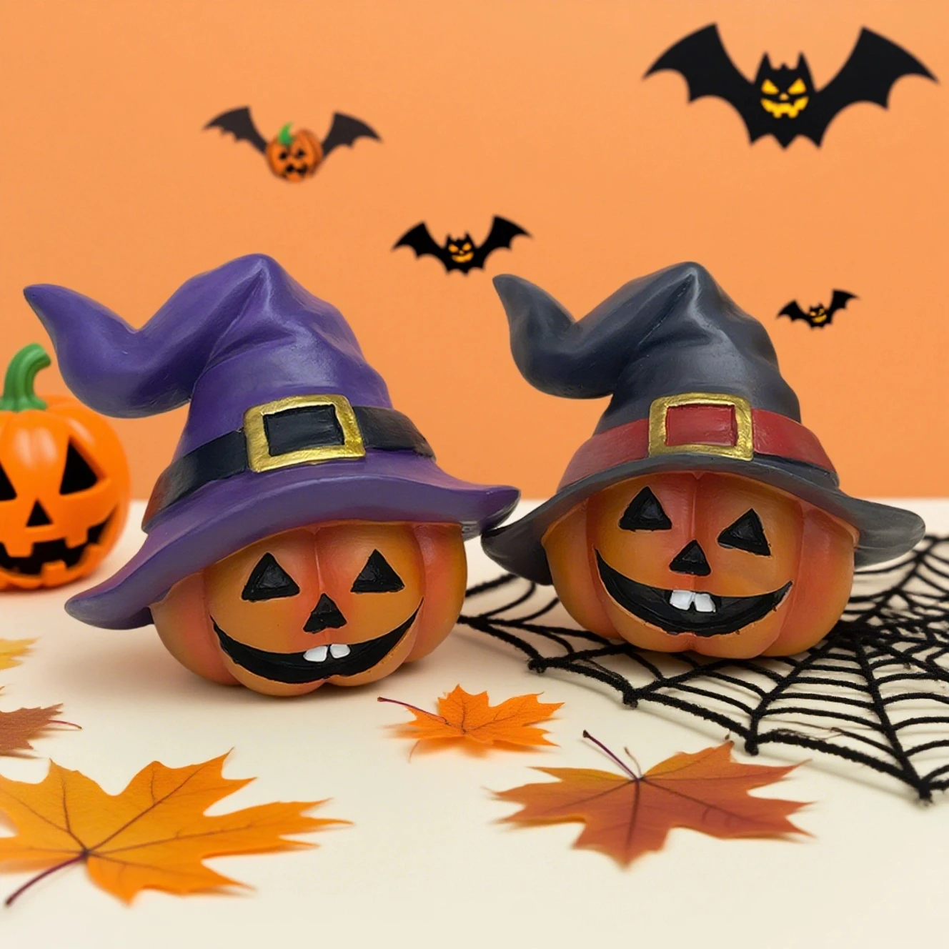 Resin Pumpkin Set – Fall Harvest & Thanksgiving Home Decorations, Halloween Outdoor Ornaments for Autumn Party & Seasonal Décor