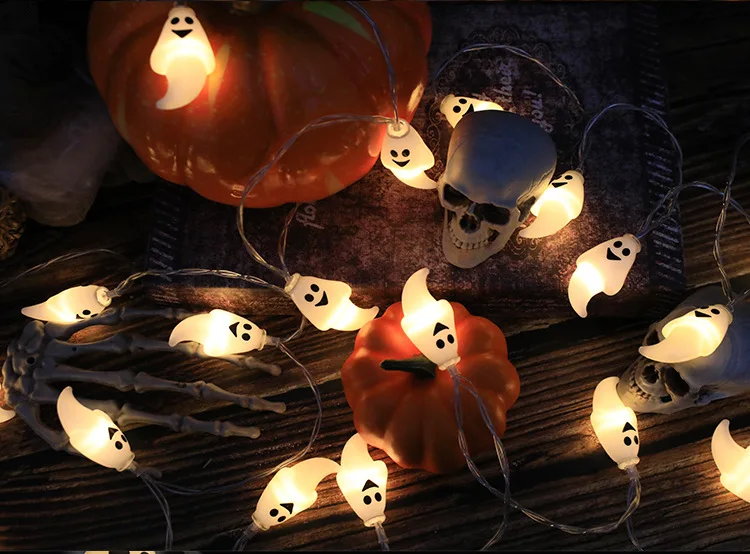 2025 Halloween LED Light String – Pumpkin, Skull & Eyeball Shaped Lamps for Trick or Treat, Party Lanterns & Horror Home Decorations