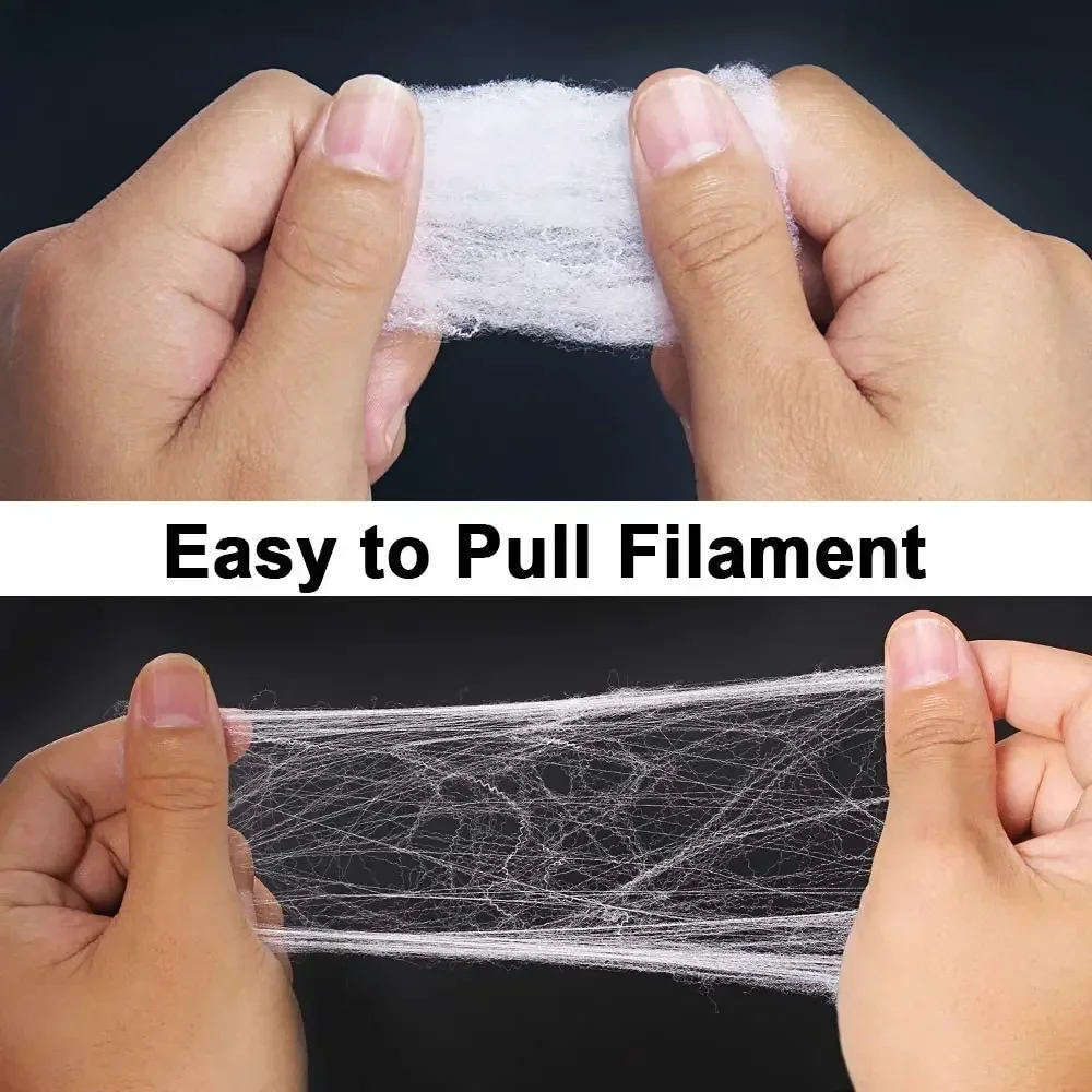 Artificial Spider Web Halloween Decoration – White Stretchy Cobweb for Scary Party Scene Props, Haunted House & Home Horror Décor