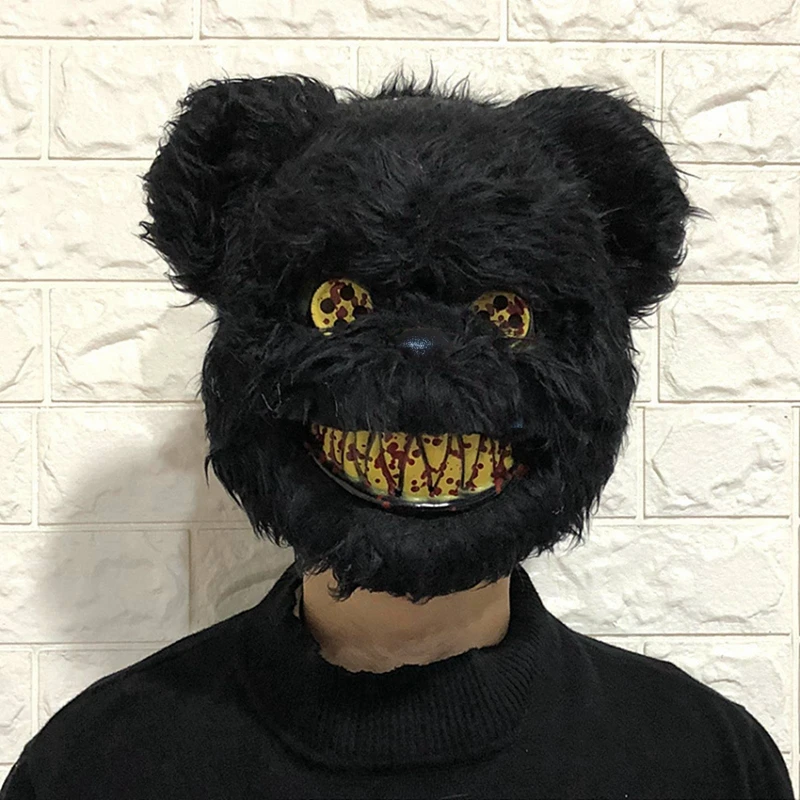 Halloween Cosplay Scary Bear & Rabbit Mask – Creepy Cartoon Head Cover for Fancy Dress, Stage, Carnival & Masquerade Party