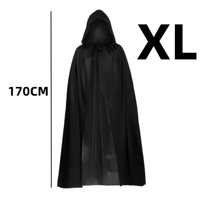 Halloween Cloak – Soft Unisex Hooded Black Robe Long Witch Cape for Cosplay, Party & Holiday Decoration