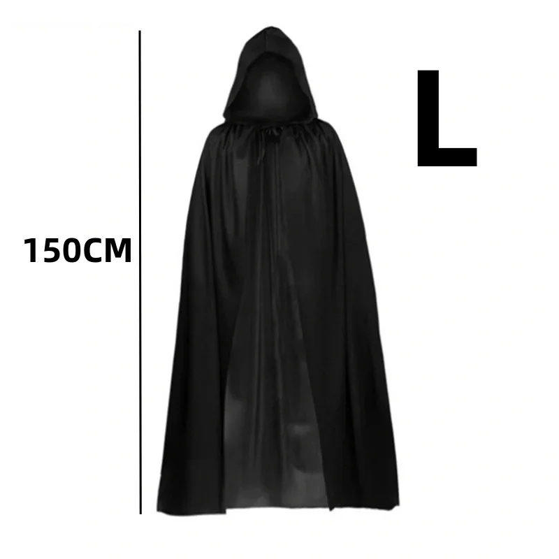 Halloween Cloak – Soft Unisex Hooded Black Robe Long Witch Cape for Cosplay, Party & Holiday Decoration