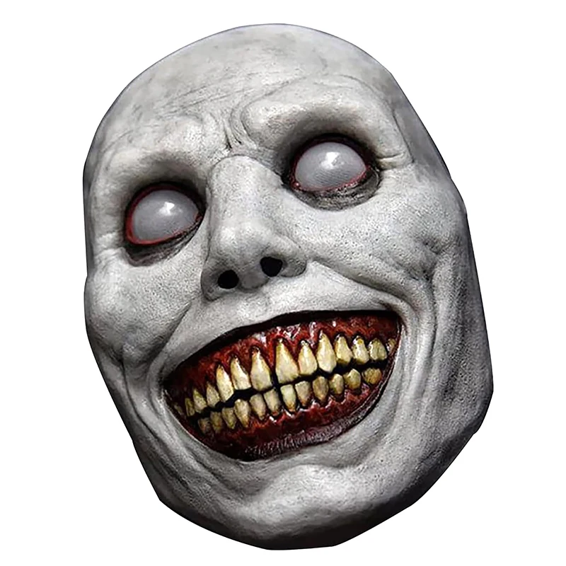 Halloween Horror Exorcist Demon Mask – Scary White Plastic & Latex Cosplay Mask for Carnival Party Props