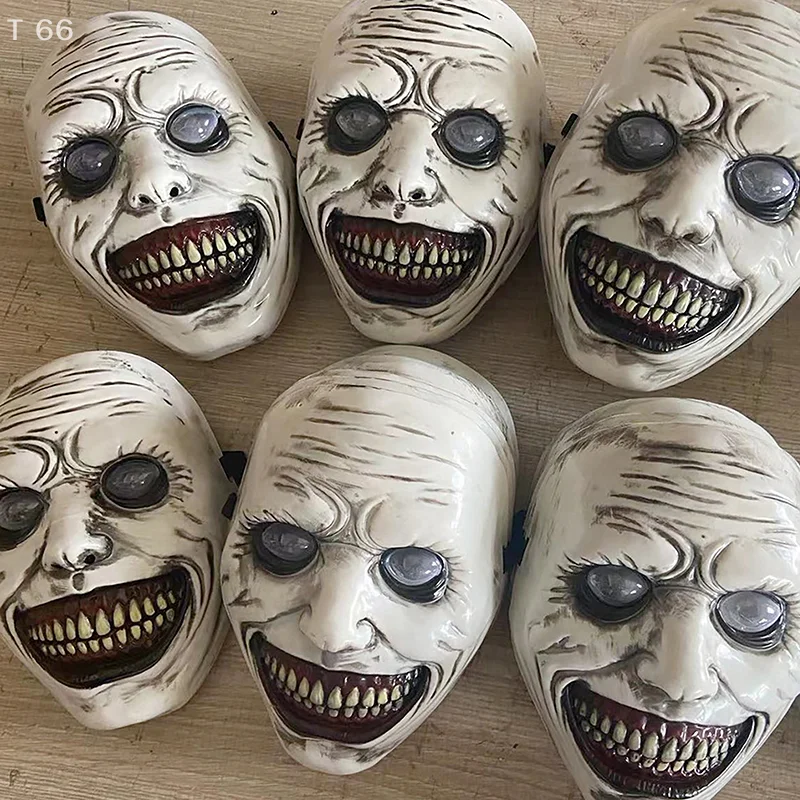 Halloween Horror Exorcist Demon Mask – Scary White Plastic & Latex Cosplay Mask for Carnival Party Props