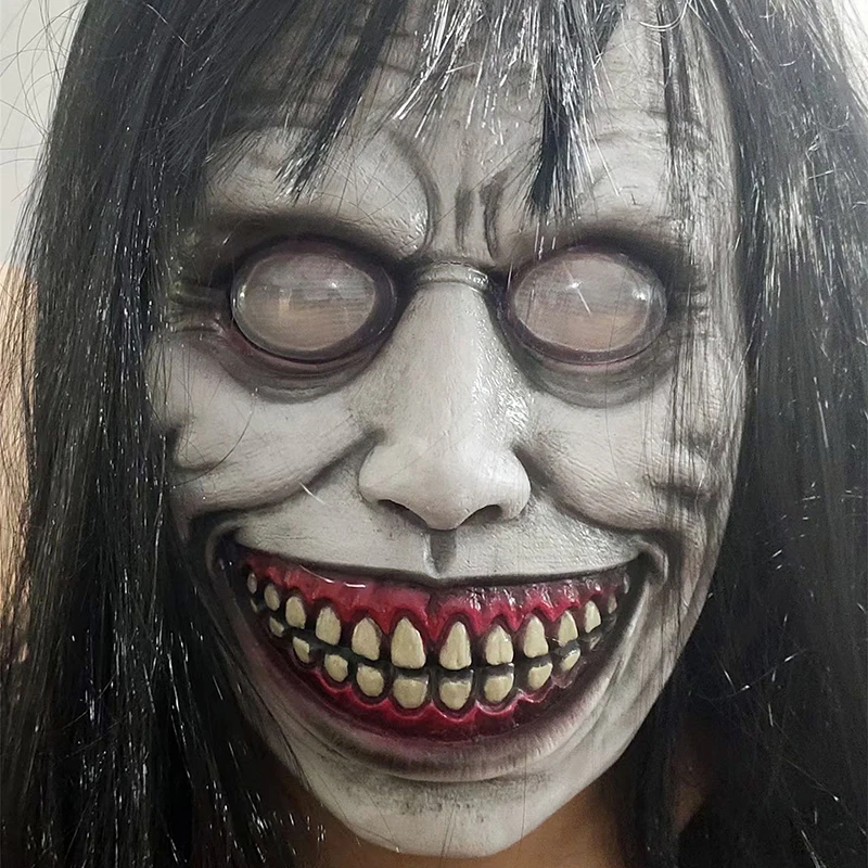 Halloween Horror Exorcist Demon Mask – Scary White Plastic & Latex Cosplay Mask for Carnival Party Props